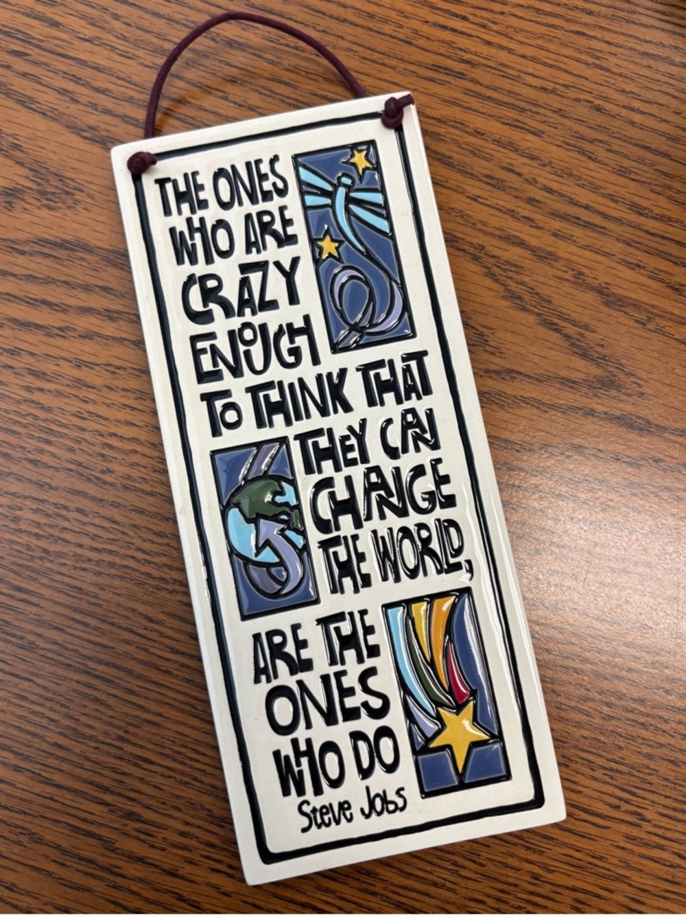 Inspirational Steve Jobs Quote Wall Plaque - Multicolor
